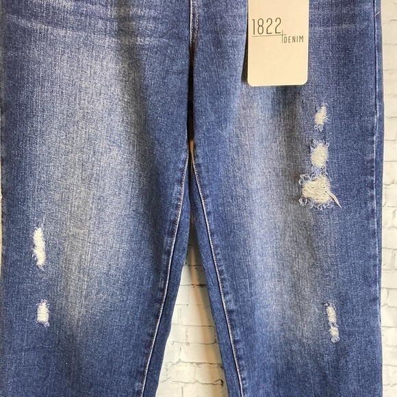 1822 DENIM NWT Minna Distressed Straight Leg Jeans No Gap Waistband Baggy Loose - Picture 4 of 16